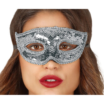 Stříbrná flitrová škraboška