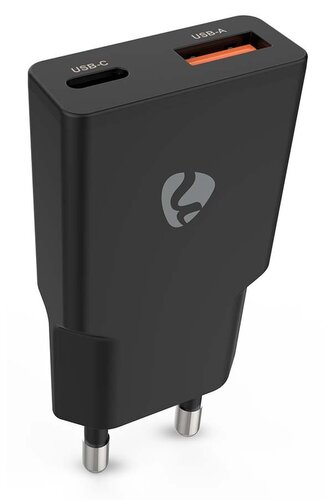 NEDIS síťová nabíječka/ 30 W/ PD 3.0/ rychlé nabíjení/ 1.5 / 2.0 / 2.22 / 3.0 A/ USB-A/ USB-C/ černá