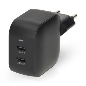 NEDIS síťová nabíječka/ 35 W/ PD 3.0/ rychlé nabíjení/ 1.75 / 2.33 / 2.92 / 3.0 A/ 2x USB-C/ černá