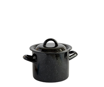 Hrnec s poklicí smalt černý 12cm 1L
