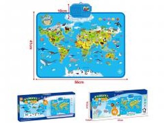 Interaktywna mapa zwierząt świata 56x41cm