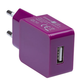 CONNECT IT COLORZ nabíjecí adaptér 1xUSB 1A, fialový