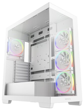 DEEPCOOL skříň CG580 4F V2 / ATX / 4x120mm ARGB fans / 2xUSB 3.0 / panoramatická / tvrzené sklo / bílá