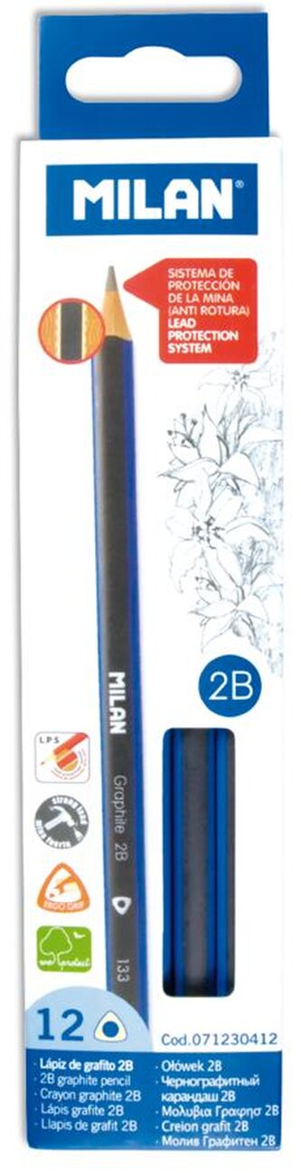 Ołówki MILAN trójkątne 2B, pud. 12 szt.