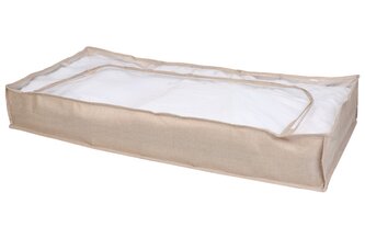 Nízký textilní úložný box Compactor SANDY 107 x 46 x 16 cm, béžový