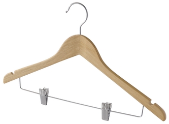 Ramínko s klipy na kalhoty a sukně Compactor z přírodního dřeva, 44,5 cm