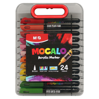 M&G MOCALO Akrylový popisovač, štětcový hrot - sada 24 barev