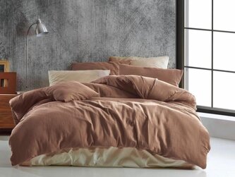 Francouzské mušelínové povlečení 240x200, 70x90cm hnědé