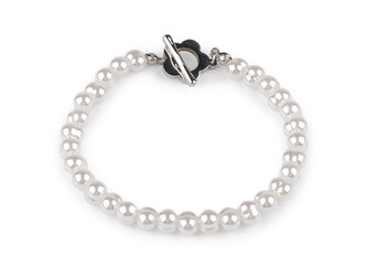 Náramek z nerezové oceli perlový - 1 ks - 1 bílá květ