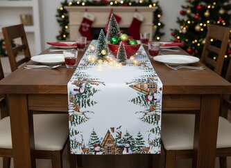 Vánoční ubrus - běhoun na stůl CHRISTMAS WOOD 40x140 cm Mybesthome