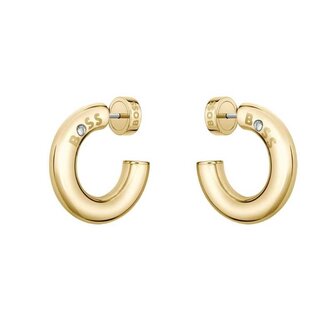 Módní kruhové náušnice z pozlacené oceli Live 1580690 Hugo Boss