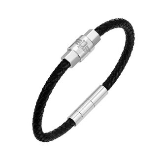 Černý kožený náramek Rock Rebel PEAGB0001401/2 Police / Délka: 18 cm