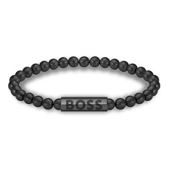 Černý náramek s korálky Sphere 1580659 Hugo Boss / Délka: 19 cm