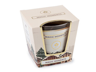 Vonná svíčka ve skle 120 g - 12 ks - 27 (Magic Moments) hnědá přírodní