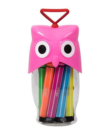 Flamastry Sowa - różowe 12 kolorów STRIGO