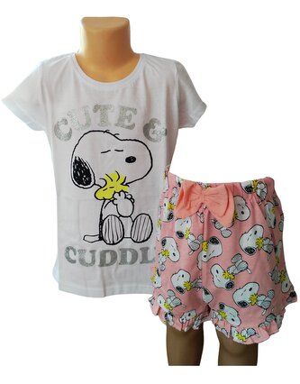 Dívčí pyžamo SNOOPY dorost krátké bílorůžové, bílá, velikost: 140