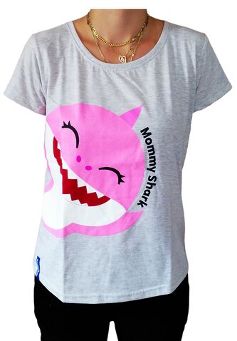 Dámské tričko BABY SHARK krátký rukáv šedé, velikost: m