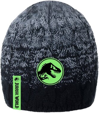 Chlapecká čepice JURSKÝ SVĚT zelený znak zimní šedá, velikost: 56