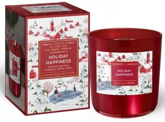 Vonná svíčka ve skle 150g s dřevěným knotem v krabičce - Holiday Happiness