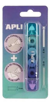 Korektor s dvojitou funkcí 2v1, různé barvy, 5 mm x 4-3 m, APLI 20007