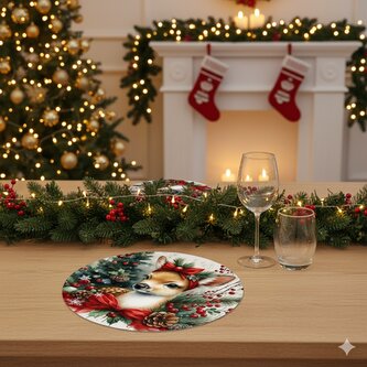 Vánoční dekorační ozdobný ubrousek CHRISTMAS DEER O 38 cm Mybesthome