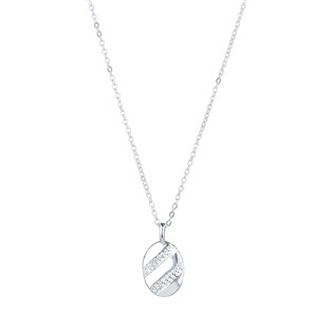 EG2495 Stříbrný náhrdelník ovál se zirkony