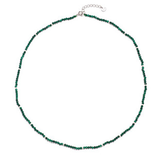 AU1007 Minerální náhrdelník přírodní Malachit, stříbro AG925
