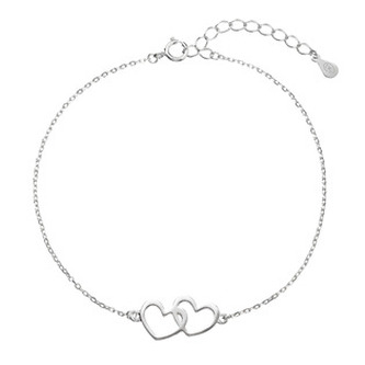 EG7552 Stříbrný náramek dvě srdíčka - srdce