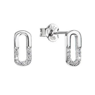 EG2943 Stříbrné náušnice oválky se zirkony