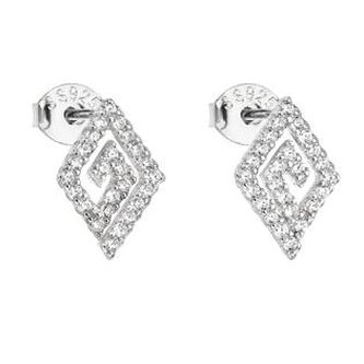 EG2604 Stříbrné náušnice kosočtverce se zirkony