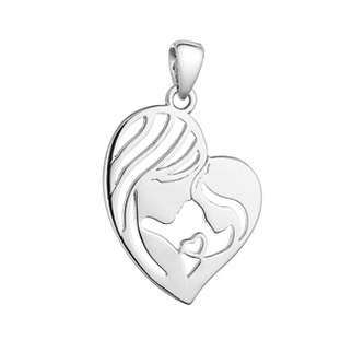 EG1203 Stříbrný přívěsek srdce matka a dítě