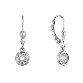 EG1488 Stříbrné náušnice se zavěšeným zirkonem