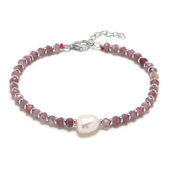 AU0044 Minerální náramek přírodní Turmalín a perličky, stříbro AG925