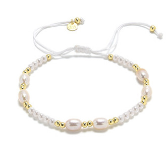 AU0040 Textilní náramek přírodní perly, stříbro AG925