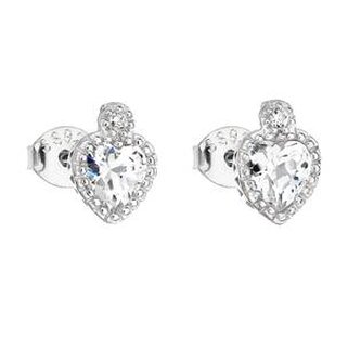 EG2602 Stříbrné náušnice srdíčka s čirými zirkony - srdce