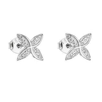 EG2584 Stříbrné náušnice s kytičky se zirkony - květiny