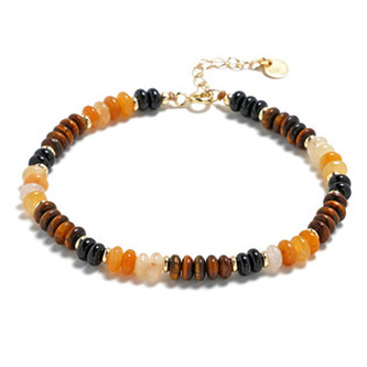 AU0048 Minerální náramek přírodní Tygří oko, Jaspis a Černý achát, stříbro AG925