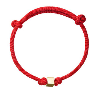 EGZ878 Kabbalah náramek se zlatou kostičkou červený