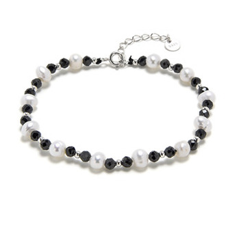 AU0002 Minerální náramek přírodní Spinel a perličky, stříbro AG925