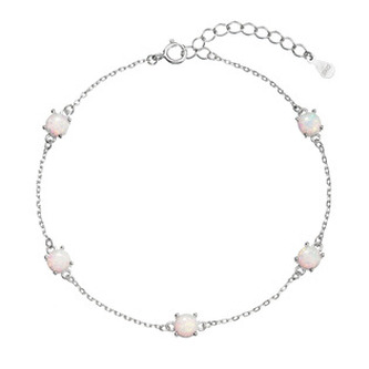 EG7535-OP17 Stříbrný náramek se syntetickými opály bílý kulatý 13029.1 white