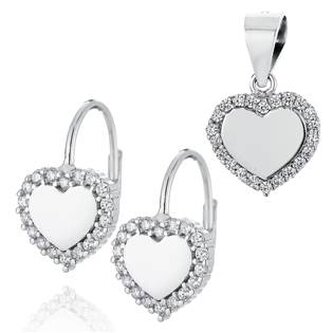 NB-9002 Stříbrná souprava šperků - srdíčka - srdce