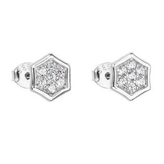 EG2634 Stříbrné náušnice šestiúhelníky se zirkony