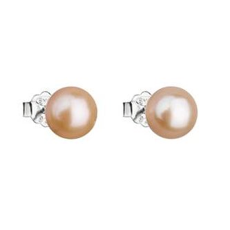 EG2670-O Stříbrné náušnice pecky s oranžovou říční perlou