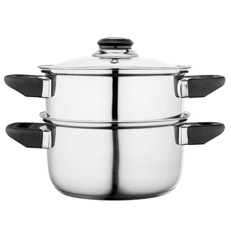 EMILIO ZESTAW GARNKÓW NIERDZ. 18CM DO GOTOWANIA NA PARZE 3 ELEM.