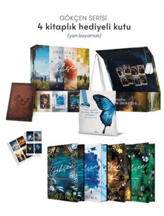 Gökcen Serisi 4 Kitaplik Hediyeli Kutu Yan Boyamali, Ciltli