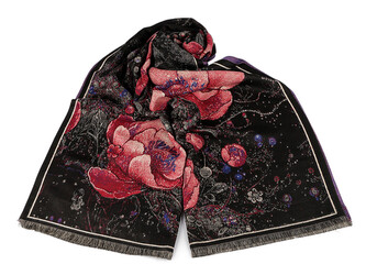 Šátek / šála / pléd typu kašmír 70x185 cm - 1 ks - 8 černá červená