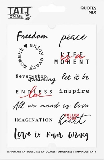 TATTonMe Voděodolné dočasné tetovačky Citace mix, věk: 3+