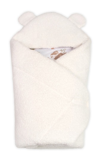Beránková zavinovačka s kapucí bavlna/beránek, Teddy - Srnka, smetana; smetanová