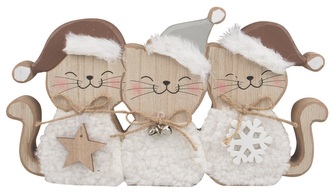 Kočky v hnědých čepicích dřevěné na postavení 25 x 14 x 2,5 cm