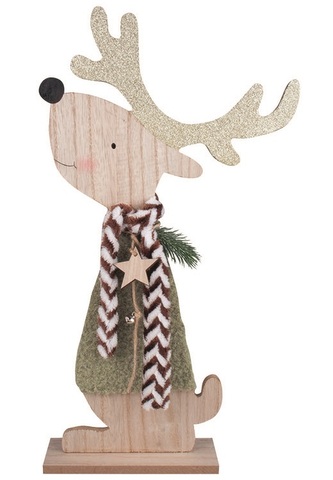 Sob v zeleném kožíšku dřevěný na postavení 25 x 44,5 x 6 cm